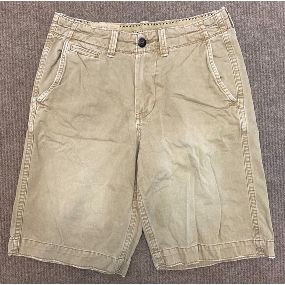 American Eagle Shorts Mens 30 Flat Front Lived In Chino Longer Length Cotton - Picture 1 of 9